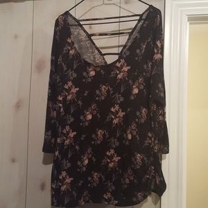 Black with pink floral design top